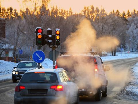 Winter car exhaust