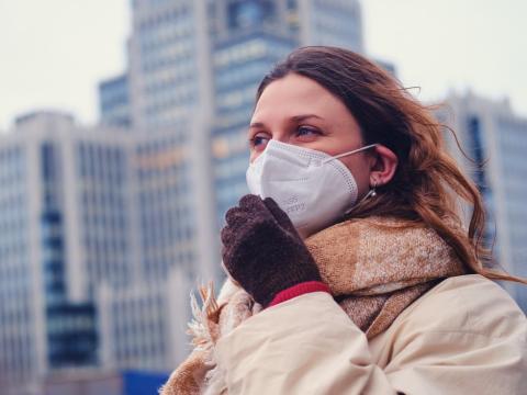 woman in respirator