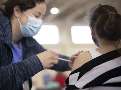 Woman receiving COVID vaccine in Pennsylvania