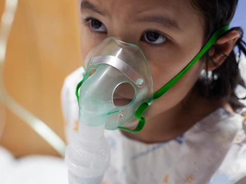Young girl on nebulizer