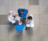 Aerial view healthcare workers consulting