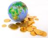 Globe showing Africa plus coins