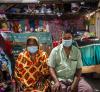 Bangladeshi vendors wearing masks