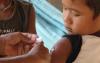 Boy receiving measles shot