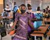 Schoolchildren in Burkina Faso wearing masks