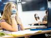 College student wearing mask