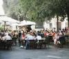 Crowded outdoor dining