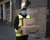 Package delivery man wearing mask