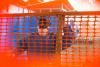 Ebola treatment center orange fence