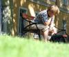 Fatigued man on park bench