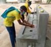 Handwashing station at refugee camp