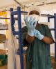 Ebola health worker in treatment center