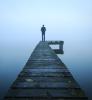 Lone person at end of dock