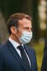 French President Emmanuel Macron wearing mask