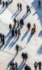 Overhead view of people on plaza