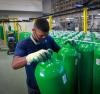 Oxygen tanks in warehouse