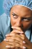 Sad, thoughtful nurse