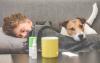 Sick boy with dog