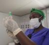 COVID vaccine worker in Somalia