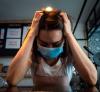 Stressed coffee shop worker