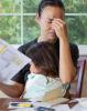 Stressed-out mom with daughter