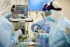 Surgical team with face shields
