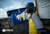 Worker at a Liberia Ebola treatment center