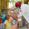Young mom getting COVID vaccine